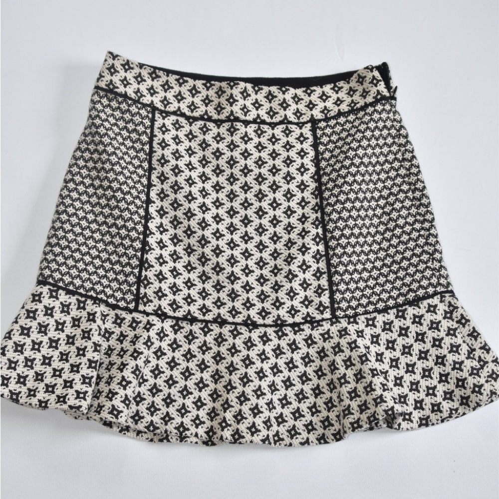 LOFT Black and White Fit and Flare Mini Skirt